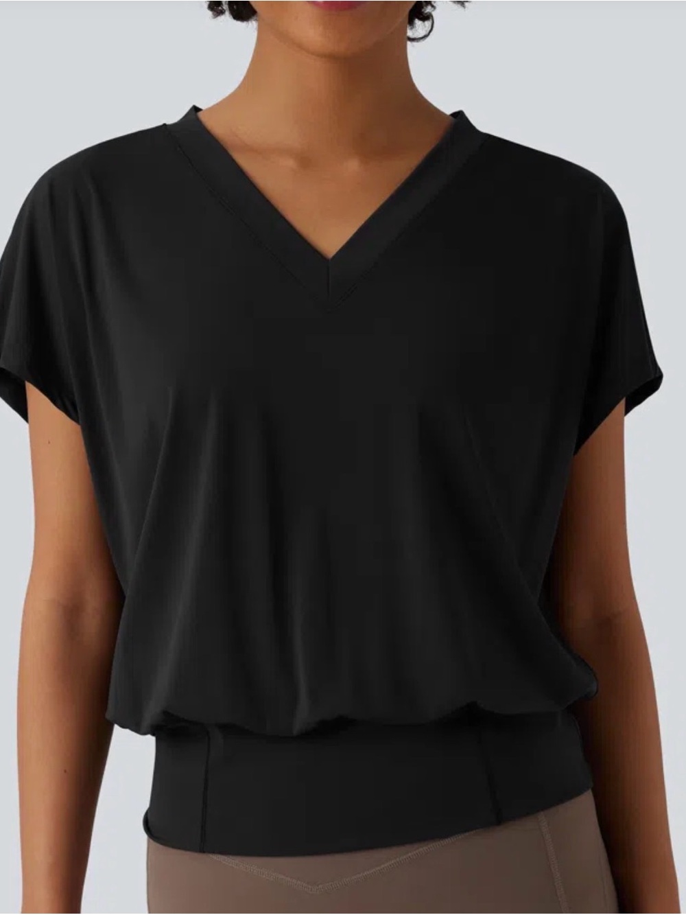 Halara V Neck Oversized Cool Touch Quick Dry Yoga Top Black Size Medium